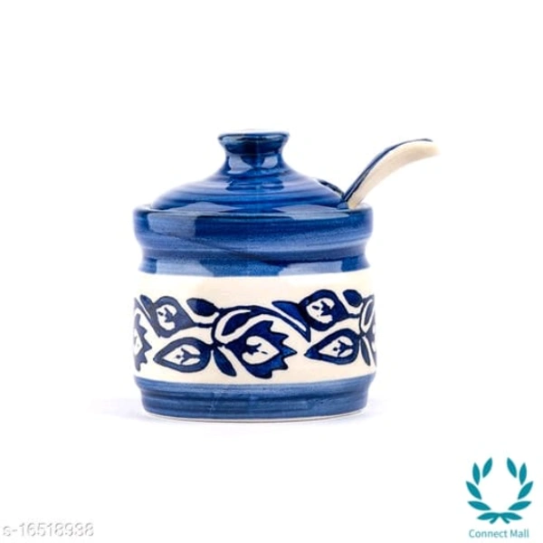Achar Pickle Jar/Barni with Lid and Spoon  - Blue